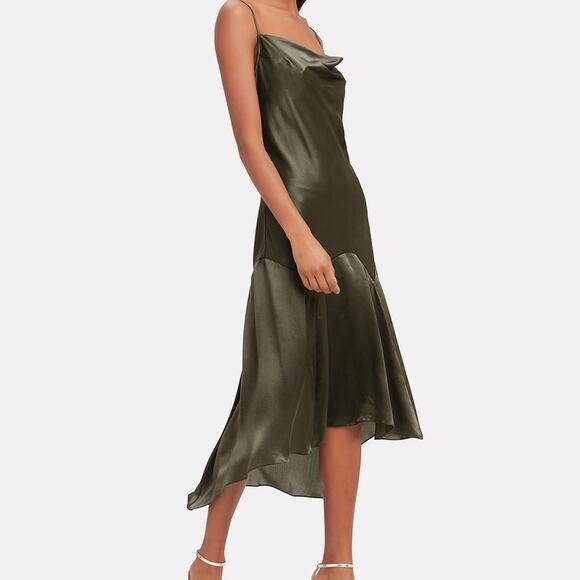 Fleur du mal teardrop slip dress color dark army - Picture 5 of 13